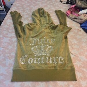 Juicy Couture Sage green velour tracksuit with Rhinestone Crown